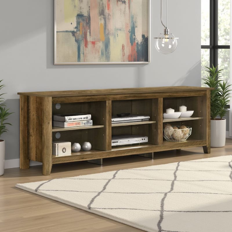 Nitto TV Stand Media Cabinet, Adjustable Shelves, Oak Brown 70 Inch