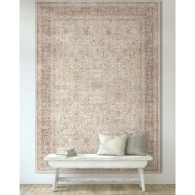 Well Woven Asha Isolde Vintage Oriental Flat-Weave Area Rug - 9' 10" x 13' - Beige - Rectangle