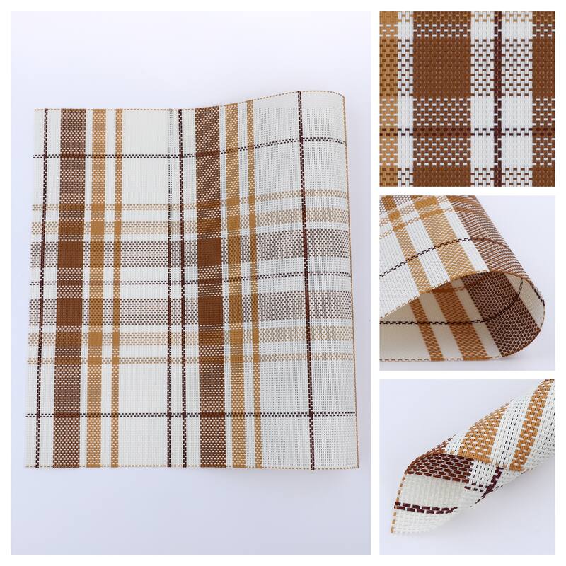 PVC Placemats, Set of 6 Placemats for Kitchen Dining Table Decor Heat Resistant Table Placemats Wipeable Table Mat - 18*12in - Orange