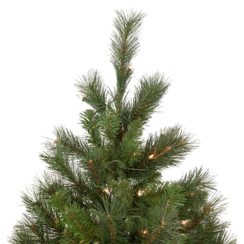 6.5' Medium Beaver Pine Artificial Christmas Wall Tree, Clear Lights - 6.5 Foot