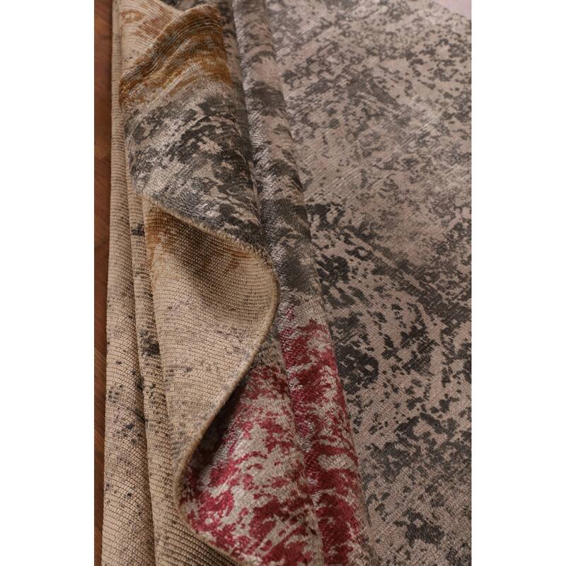 Multicolor Abstract Modern Area Rug Handmade Wool Carpet - 6'7" X 9'7"