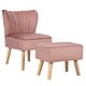 preview thumbnail 19 of 28, Costway Leisure Chair and Ottoman Thick Padded Velvet Tufted Sofa Set Pink