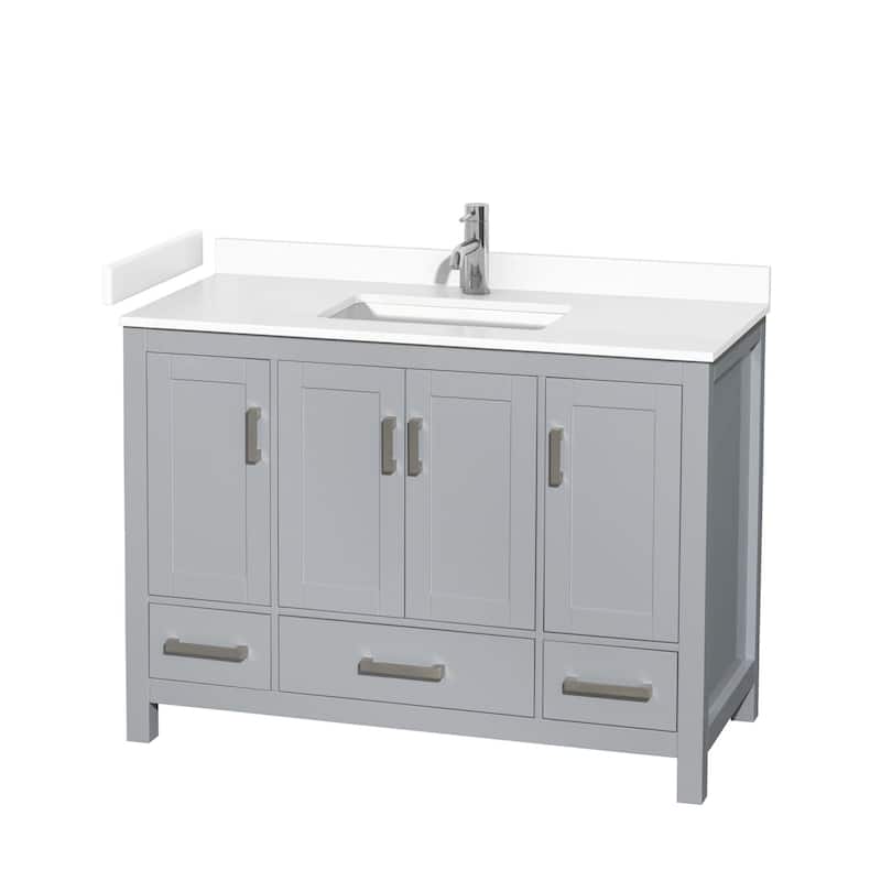 Wyndham Collection Sheffield 48" Single Bathroom Vanity, Carrara - Gray / White Cultured Marble Top / Brushed Chrome