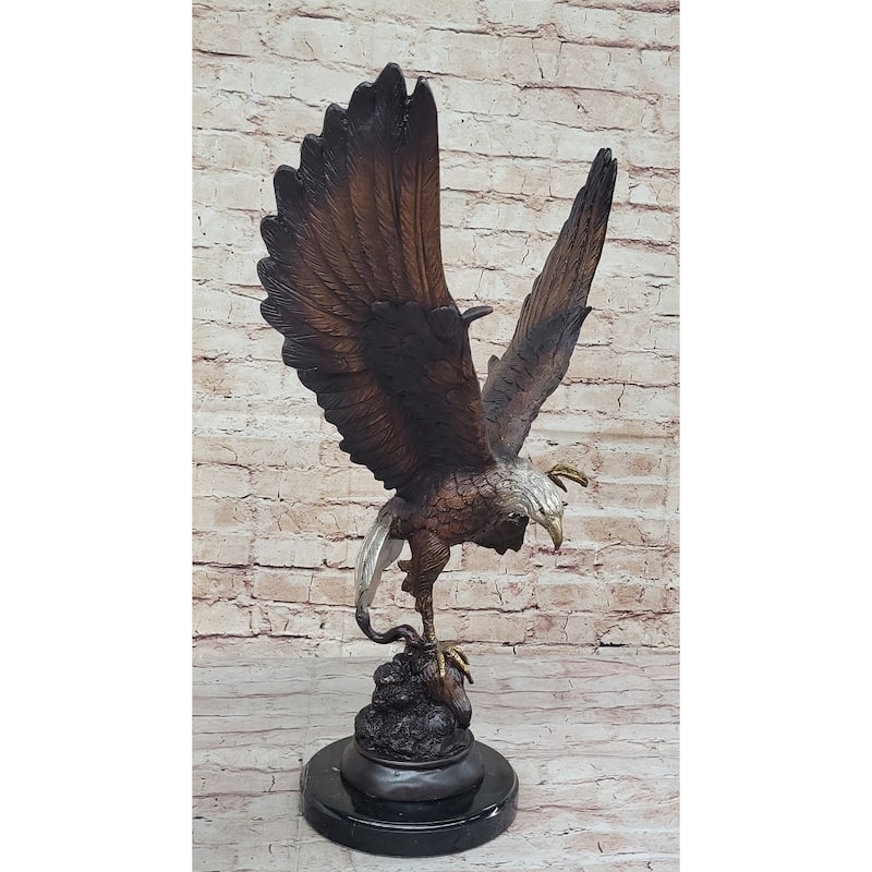 American Bald Eagle Bronze Statue Sculpture Figure By Moigniez 22 Inches X 17 Inches