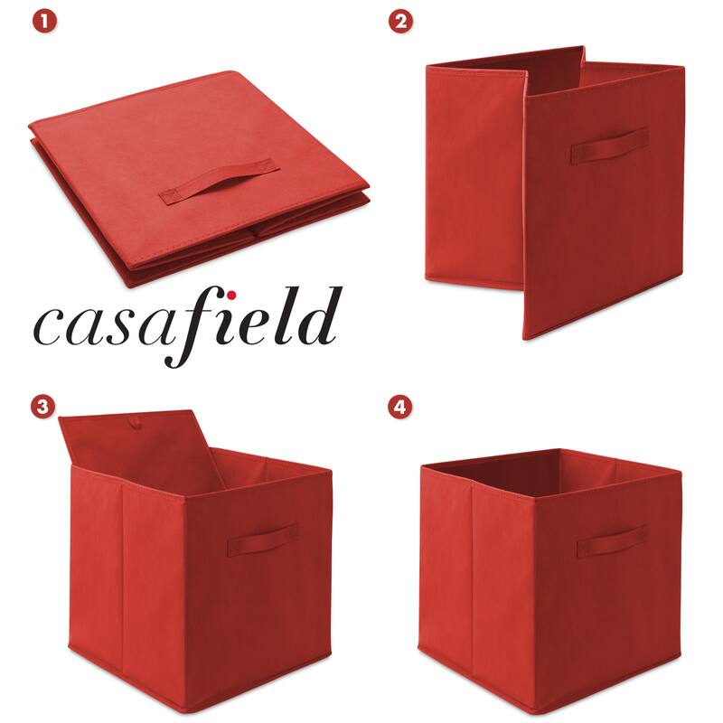 Set of 6 Collapsible Fabric Cubes 13in Storage Bins Red - 13" x 13" x 13"