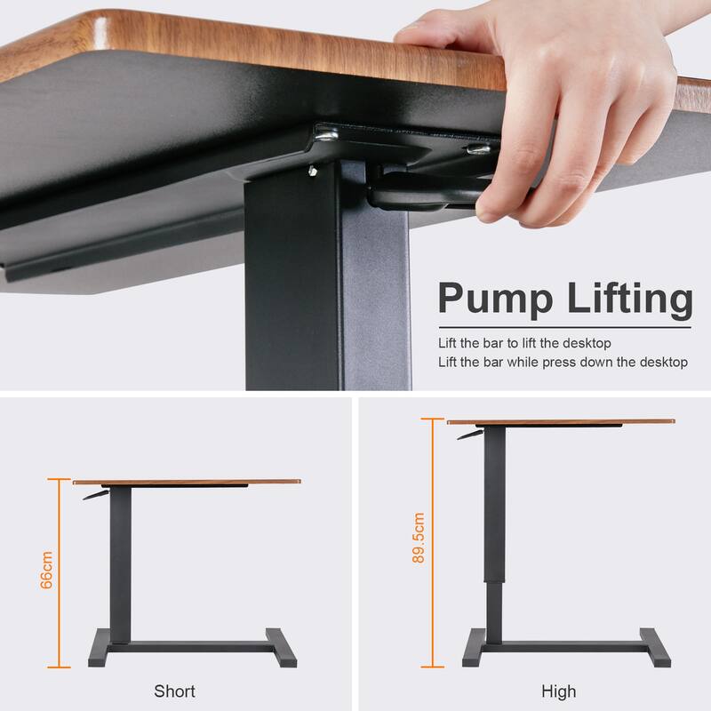 Adjustable C Shape Overbed Bedside Sofa End Table with Hidden Wheels