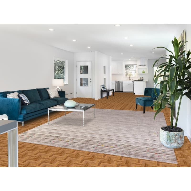 Hand Knotted Oriental 100% Wool Carpet Tribal Tribal Beige & Ivories Gabbeh Area Rug - 9' 11'' X 7' 10''