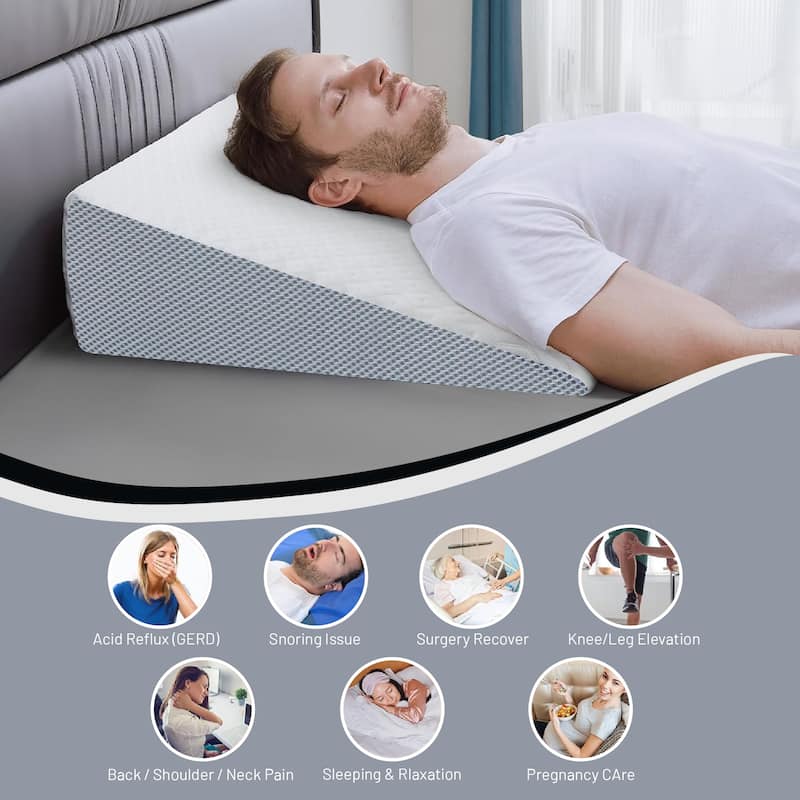 Bed Wedge Pillow, 24-Inch Wide Incline Support Cushion for Lower Back Pain, Anti Snoring, Heartburn, Multi Position, 24-Inch