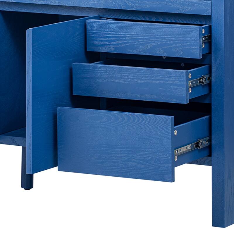 Modern Freestanding Wooden Sideboard with Three Drawers, Two Cabinets and a Shelf