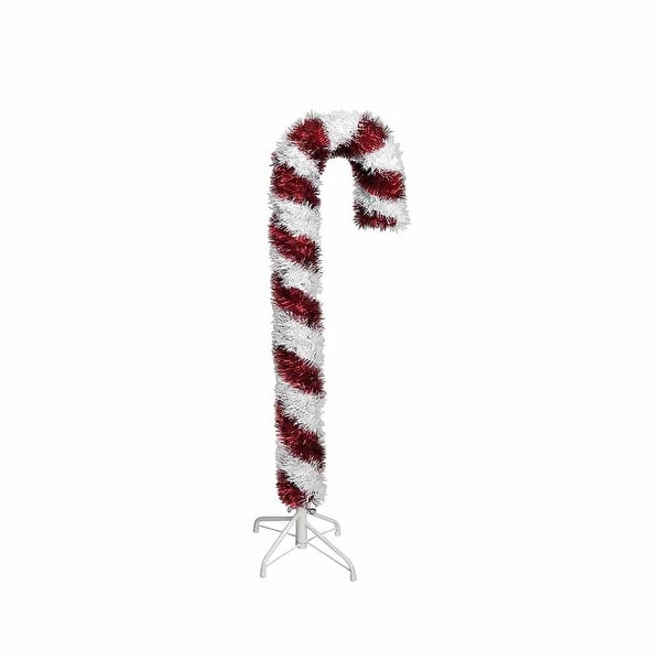 Kurt Adler 4-Foot Unlit Red and White Tinsel Candy Cane - Bed Bath ...