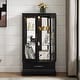 preview thumbnail 31 of 73, GDFStudio - Traditional Storage Lighted Curio Display Cabinet with Glass Doors and Drawer