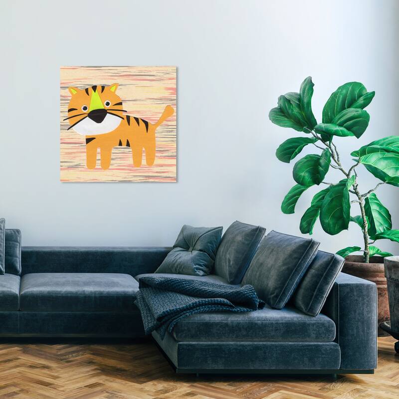 Wynwood Studio Canvas Animals T for Tiger Orange and Pastel Orange Modern & Contemporary Wall Art Canvas Print - 30 x 30