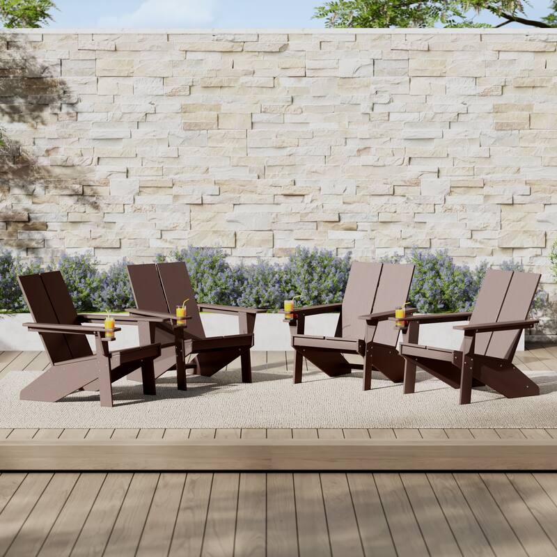 Coastin Modern Poly Adirondack Chair (Set of 4), Black