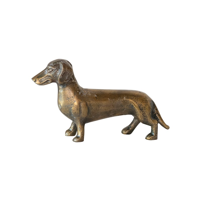 Antique Cast Aluminum Dachshund Accent Décor - 6.5"L x 1.5"W x 3.5"H