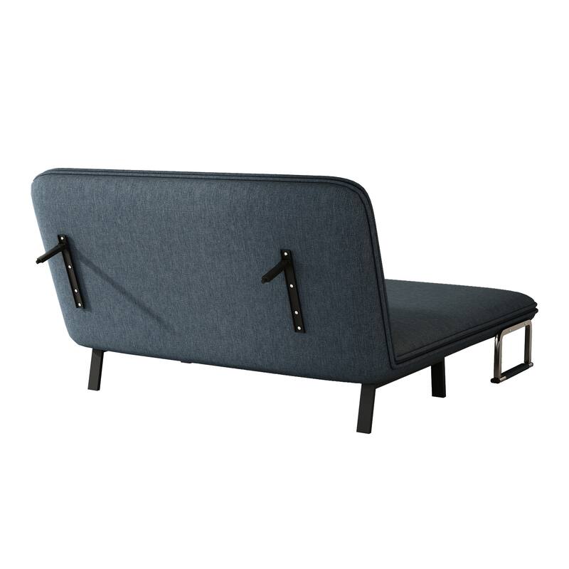 55″ Convertible Chair Bed, Tri-Fold with Adjustable Backrest, Blue+Grey Frame