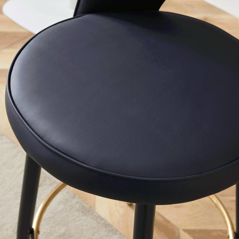 360° Rotatable Bar Chair with Modern PU Upholstery and Metal Legs