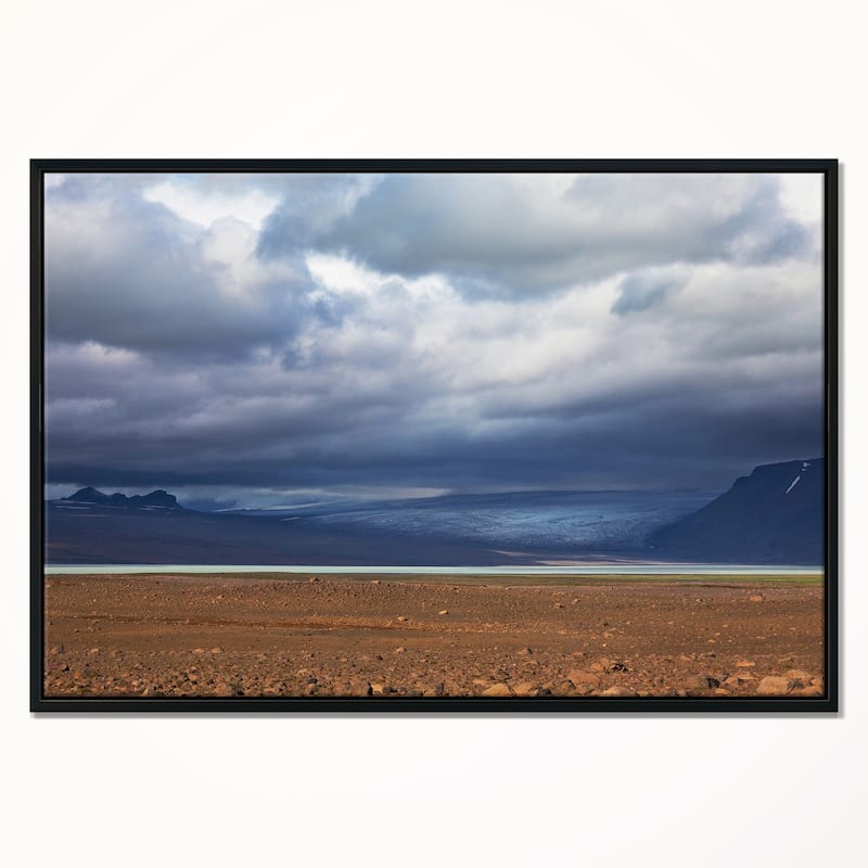 Designart "Stretch of Land under Blue Sky" Landscape Artwork Print on Framed Canvas