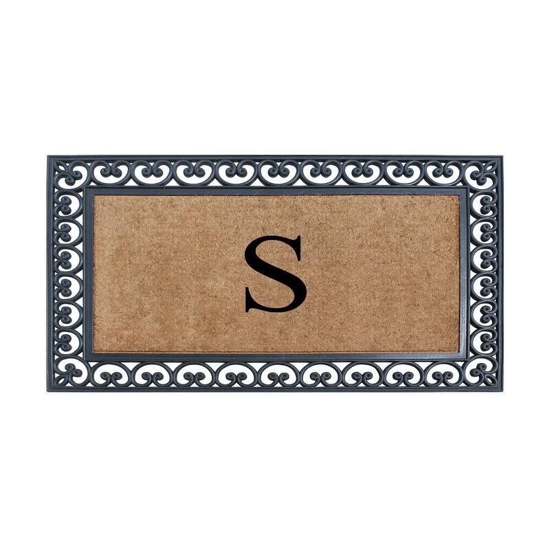 A1HC Natural Rubber and Coir Monogrammed Front Porch Entry Doormat 30"X48" - S
