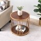 preview thumbnail 8 of 14, Round Wood Frame Side Table Coffee End Table Antique Black/Gold Living Room Bedroom 22 in. W X 22 in. L X 20.5 in. H - Gold - Veneer
