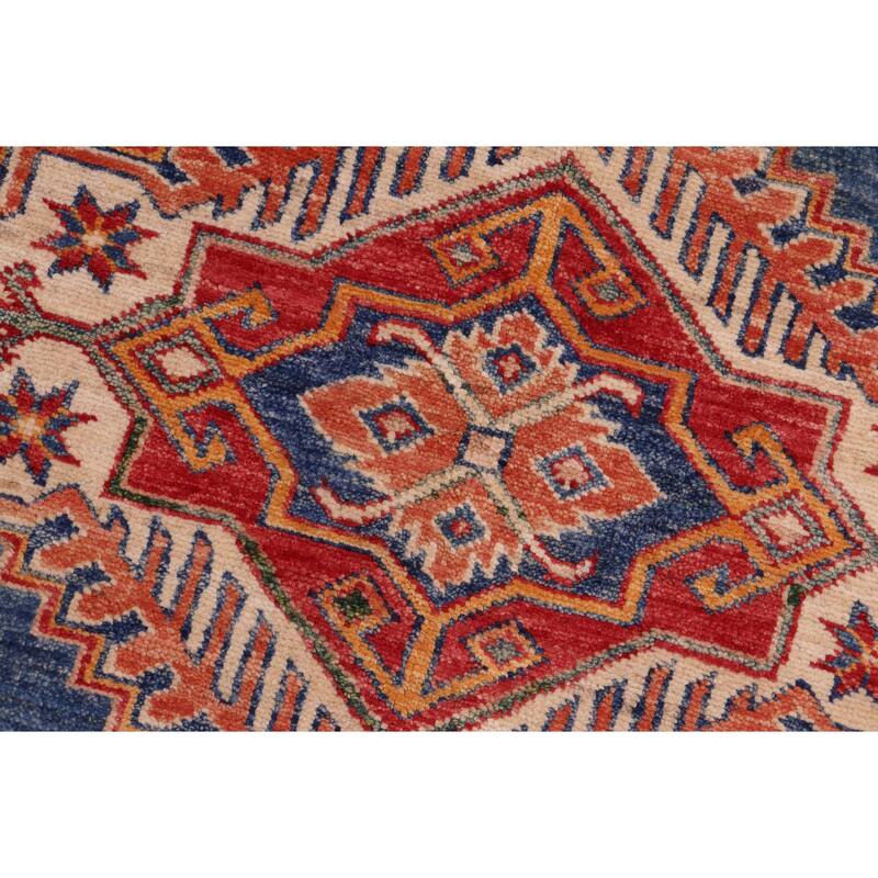 Rustic Super Kazak Sawyer Blue/Beige Hand Knotted Wool Rug - 8'3'' x 10'0''