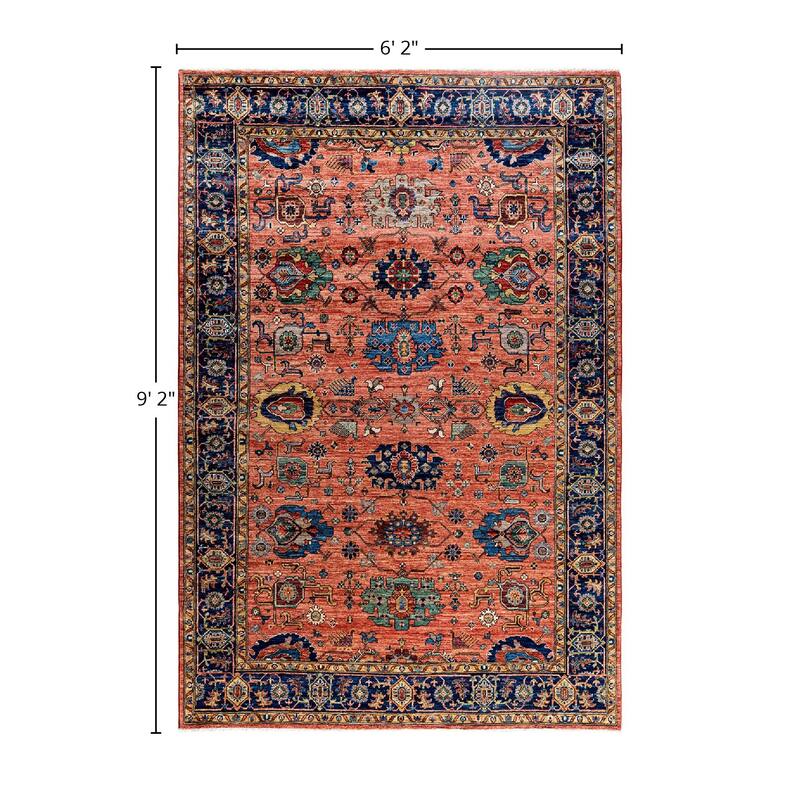 Serapi One-of-a-Kind Hand-Knotted Area Rug - Red, 6' 2" x 9' 2" - 6' 2" x 9' 2"