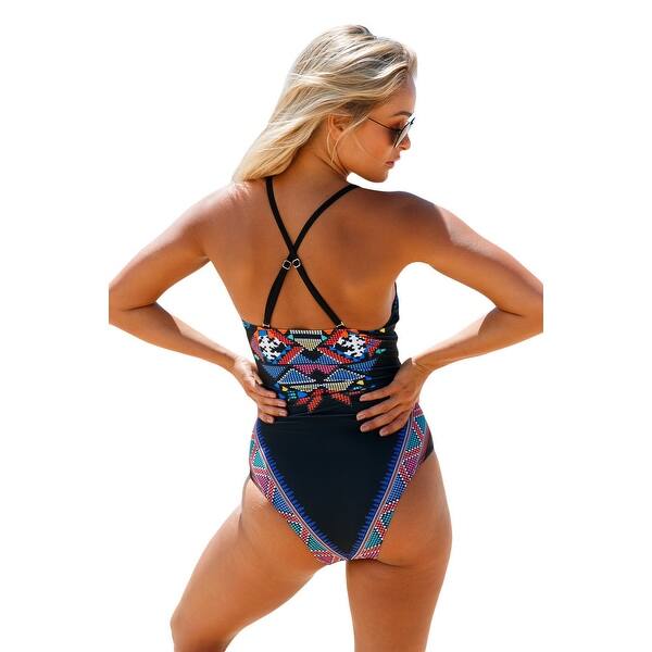 Shop Cali Chic Women S One Piece Swimwear Celebrity Mesh V Neck