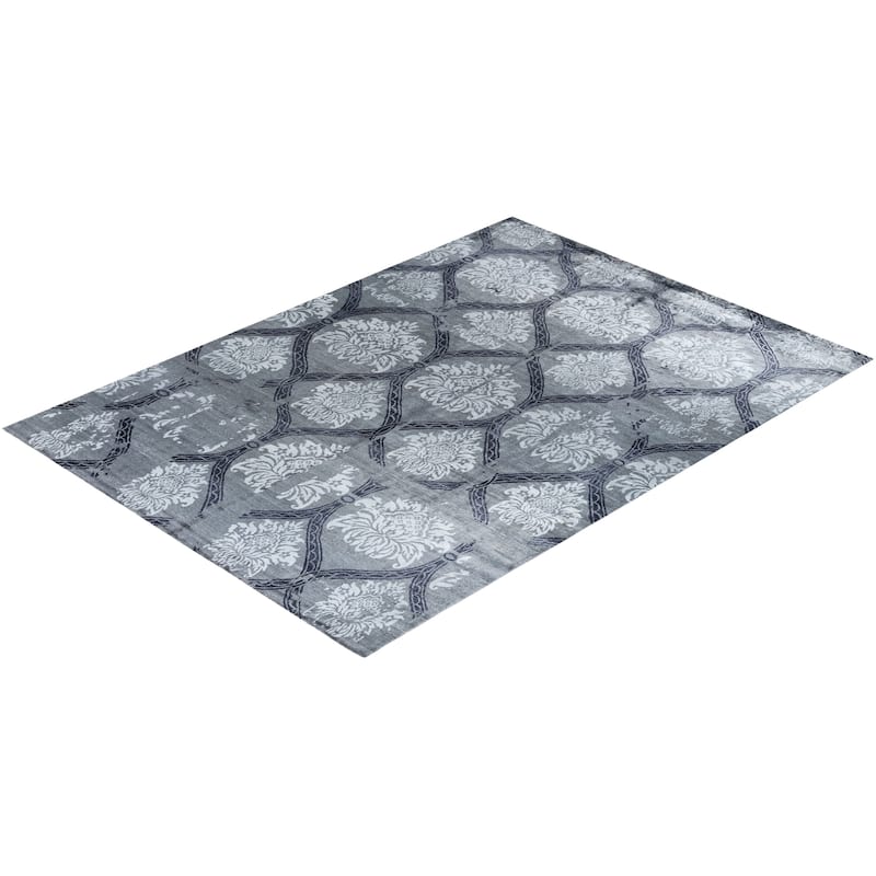 Modern One-of-a-Kind Hand-Knotted Area Rug - Gray, 9' 2" x 12' 5" - 9' 2" x 12' 5"