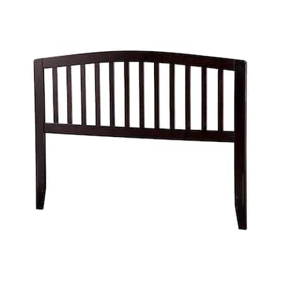 Richmond Queen Slatted Wood Headboard in Walnut Finish with Rounded Top and USB Charging Port