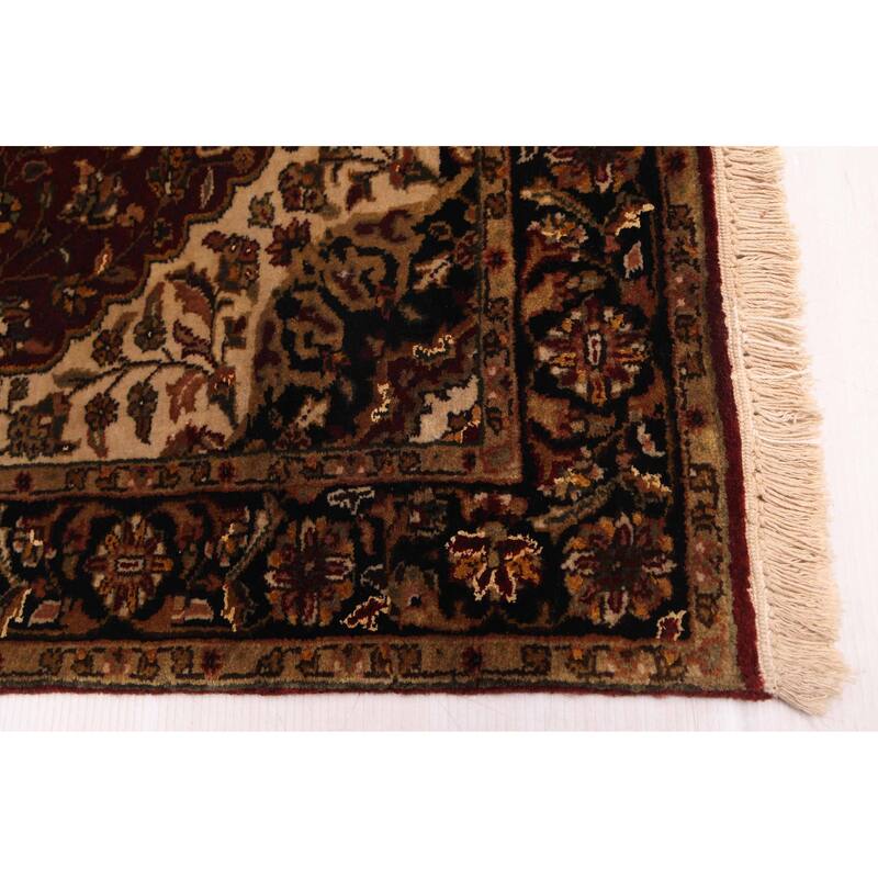 ECARPETGALLERY Hand-knotted Mirzapur Dark Red Wool Rug - 2'7 x 17'10