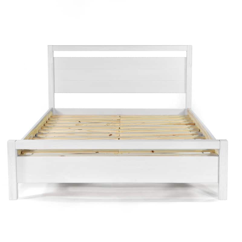 Grain Wood Furniture Solid Wood Loft Platform Bed - Brushed  White - King