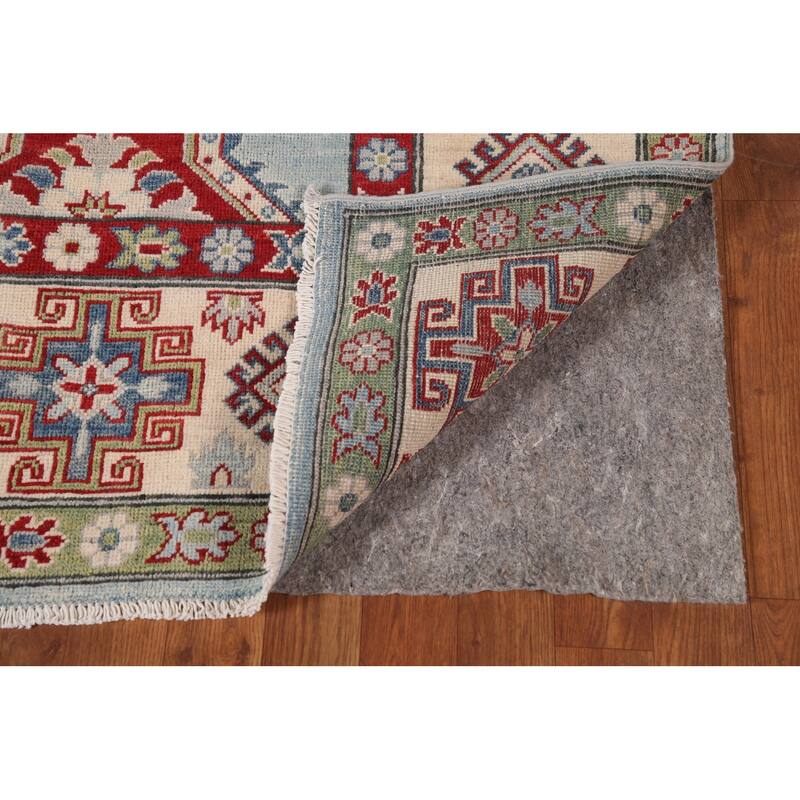 Light Blue Traditional Kazak Area Rug Hand-Knotted Wool Carpet - 6'9" x 9'4"