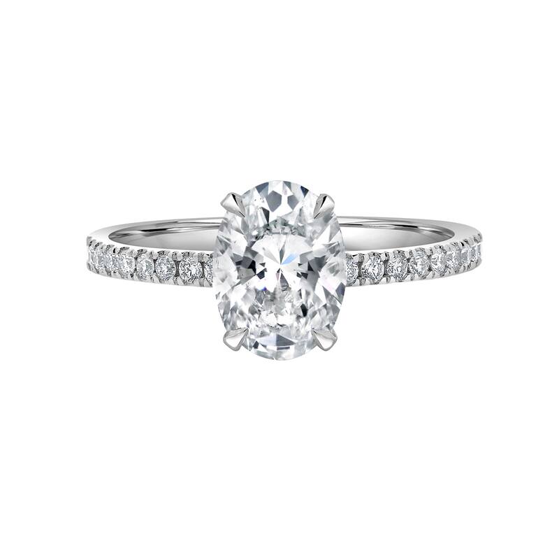 Auriya 2 1/3 ct Oval Cut with Hidden Halo Diamond Engagement Ring in 14k Gold (H-I, SI1-SI2) - White - 7