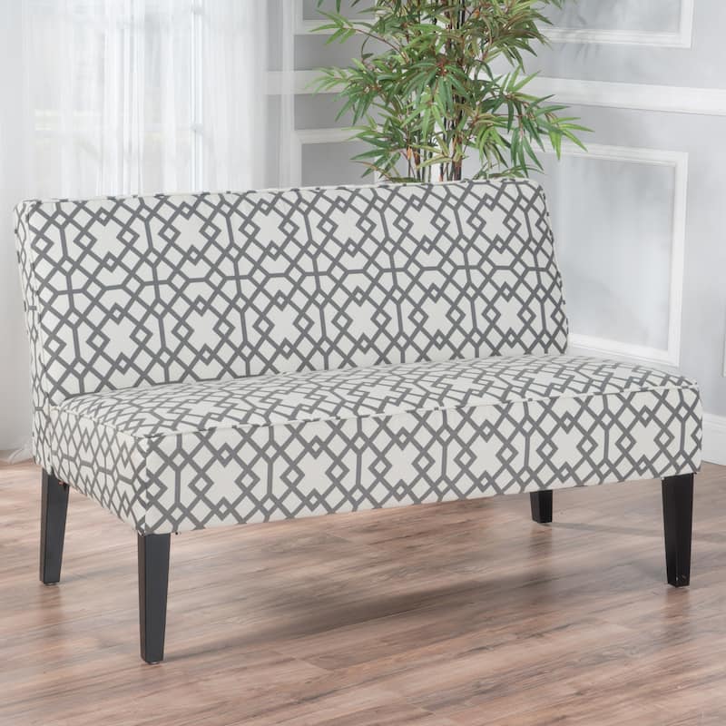 Grey Upholstered Loveseat 2-Seater Sofa Couch with Wood Legs, Unique Padded Settee Couch for Living Room - Grey
