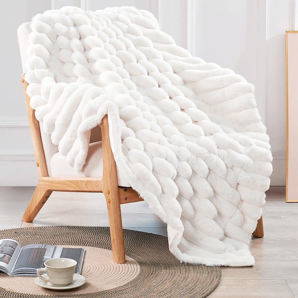 Fuzzy Striped FauxFur Throw.