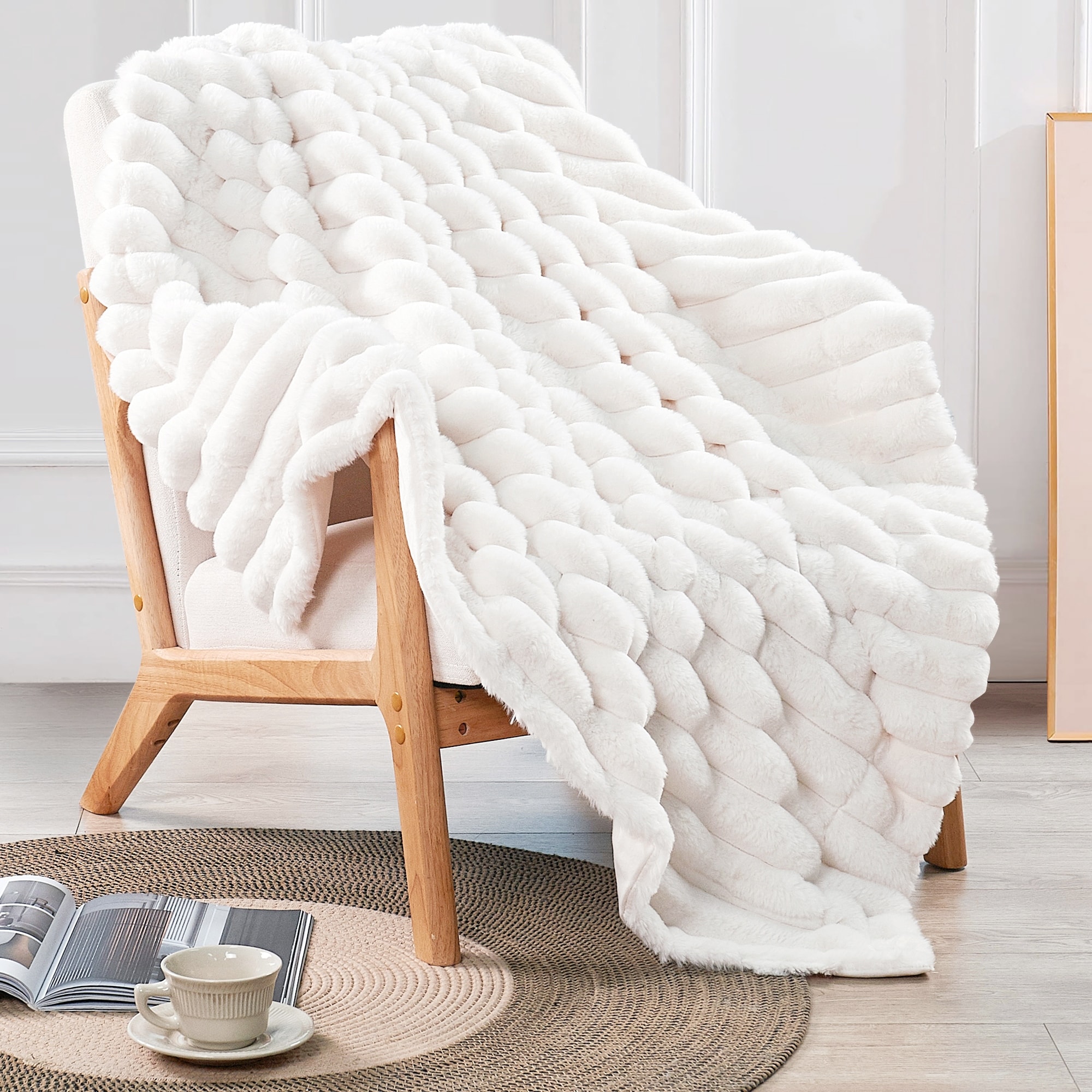 Fuzzy Striped FauxFur Throw.