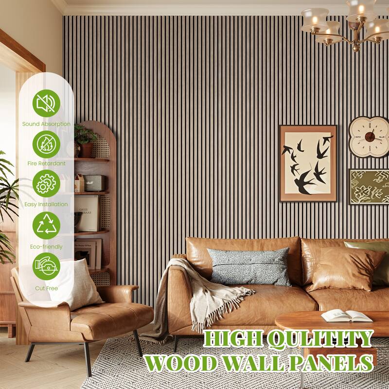 2Pcs Wood Slat Acoustic Wall Panels