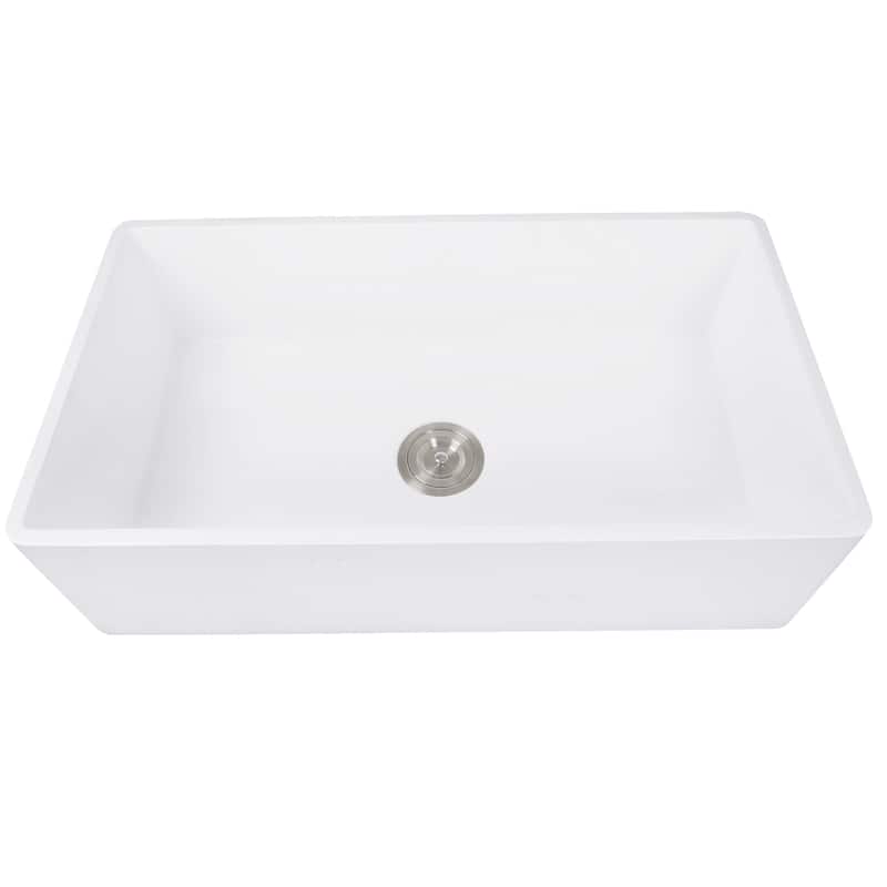 Highpoint Collection 36-inch Solid White Farmsink Farmhouse Sink - 36 x 18 x 9.65