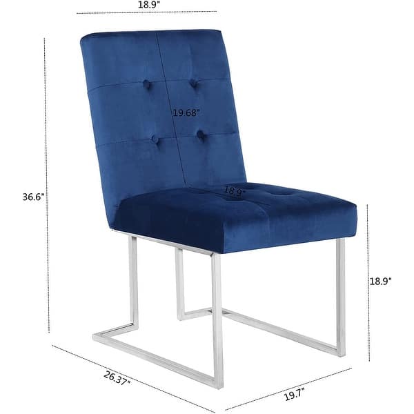 Home Beyond Velvet Upholstered Dining Side Chairs Set of 2, Navy Blue