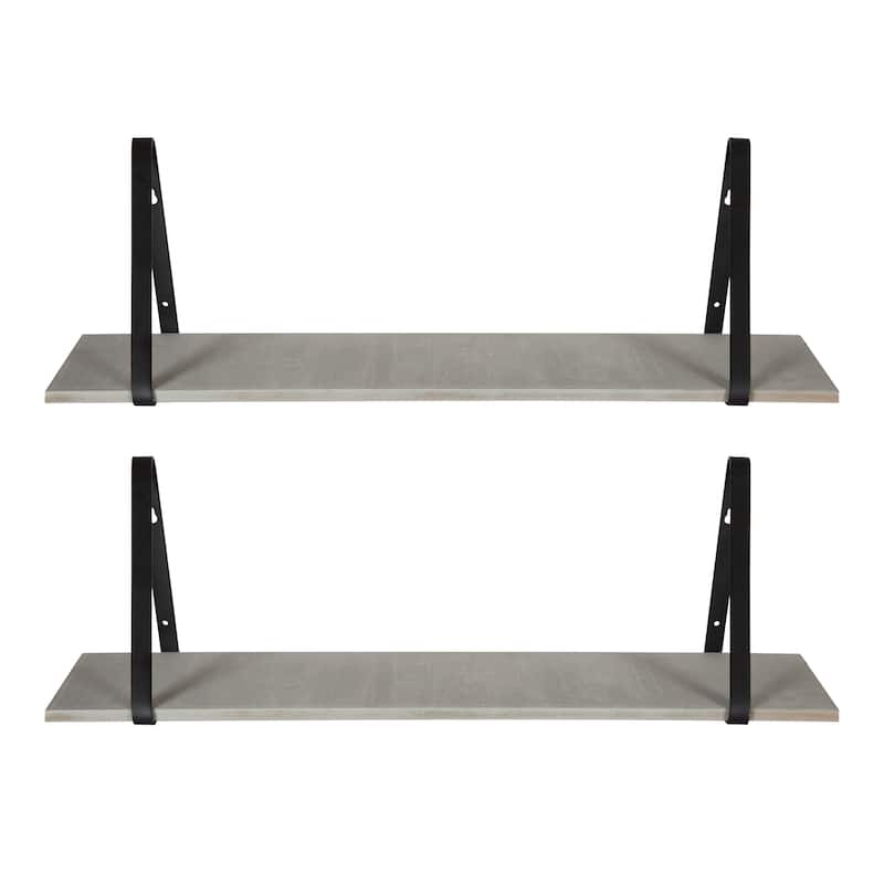 Kate and Laurel Soloman Wood 2 Piece Shelves with Metal Brackets