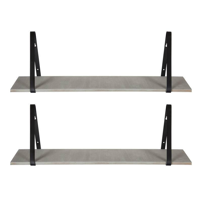 Kate and Laurel Soloman Wood 2 Piece Shelves with Metal Brackets