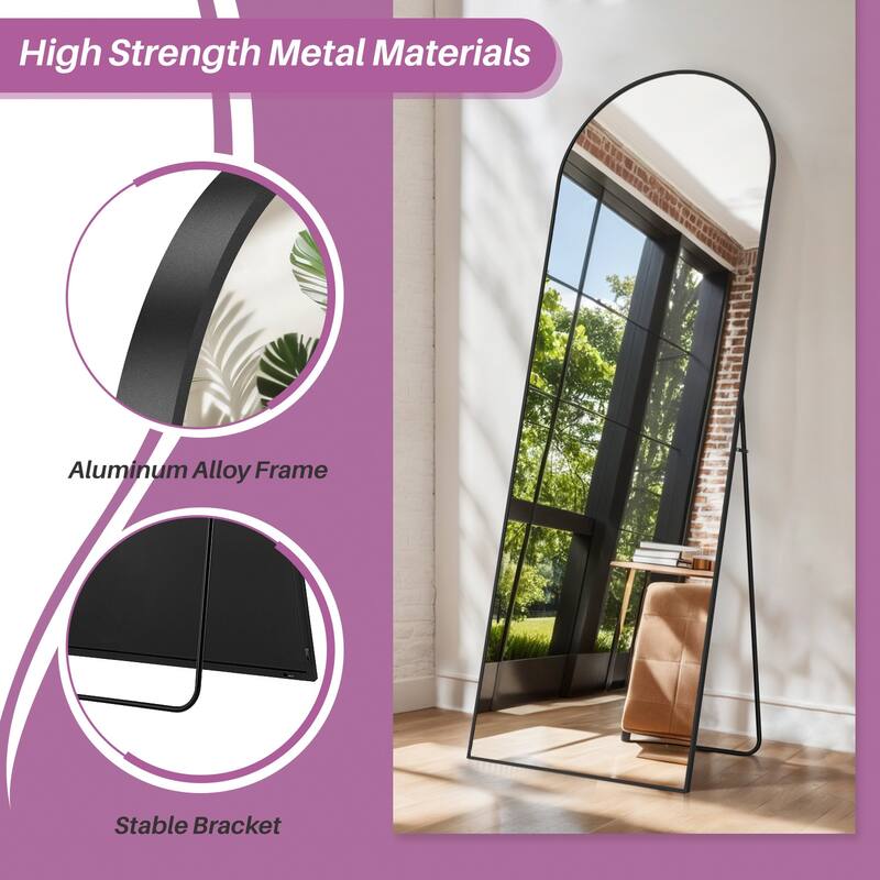 Full Length Mirror with Stand, Floor Mirror with Aluminum Alloy Frame for Bedroom, Standing Full Body Mirror for Wall, Cloakroom