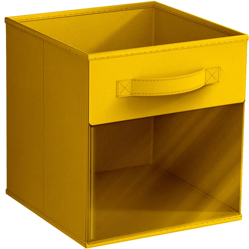 Sorbus 11" Storage Bin with Clear Window, 1-Pack Foldable Fabric Organizers - 10.5” L x 10.5” W x 11” H - Yellow