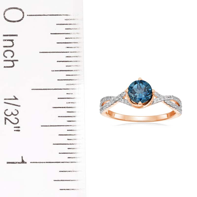 925 Sterling Silver London Blue Topaz and Created White Sapphire Ring