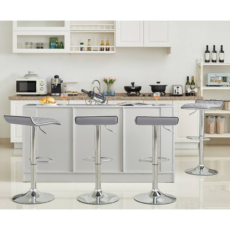 VECELO Barstools Adjustable Height Faux Leather Backless Modern Swivel Bar Stools (Set of 2)-Five colors