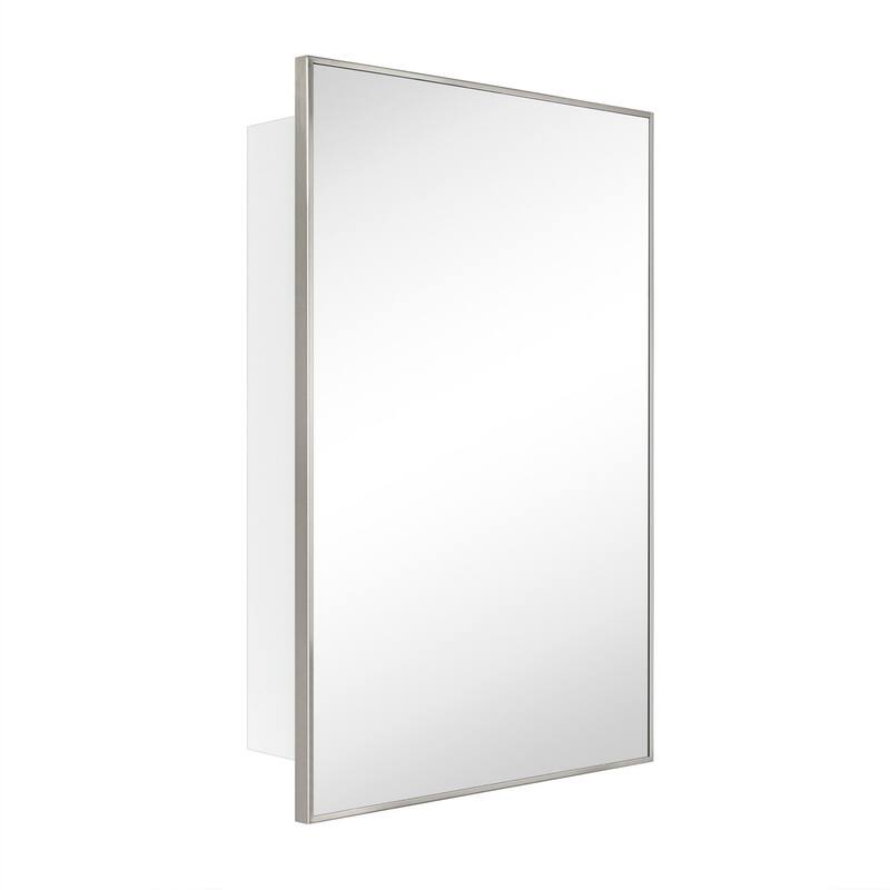 TEHOME Velin Recessed and Surface Mount Bathroom Medicine Cabinet with Mirror Square Cornered Metal Framed Rounded Rectangle