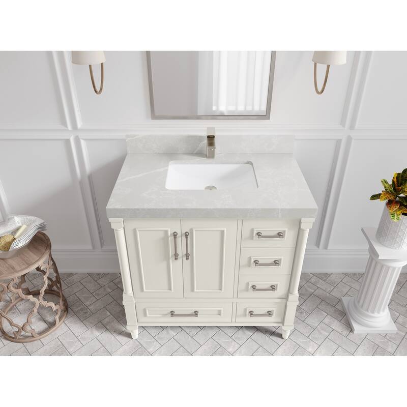Willow Collections 36 in. W x 22 in. D Aberdeen Center Sink Left Bathroom Vanity with Countertop