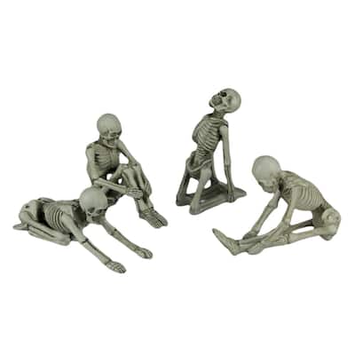Bone Stretchers Zen Yoga Meditating Skeleton Figurines Set Of 4 - 3.25 X 8 X 2.5 inches