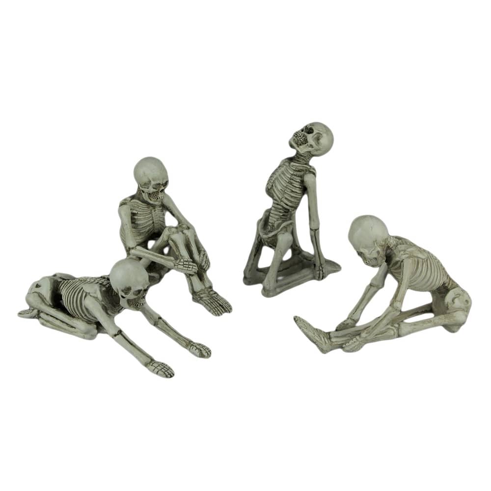 Bone Stretchers Zen Yoga Meditating Skeleton Figurines Set Of 4 - 3.25 X 8 X 2.5 inches