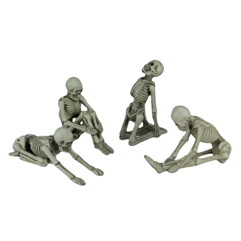 Bone Stretchers Zen Yoga Meditating Skeleton Figurines Set Of 4 - 3.25 X 8 X 2.5 inches