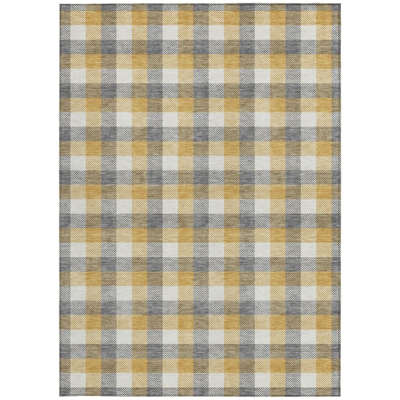 HomeRoots Plaid Transitional Rectangle Outdoor Rug